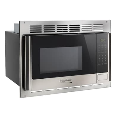 RecPro RV Microwave with Trim Kit | 1.0 Cu. Ft. | 900W | Direct Replacement for Greystone and High Pointe (Stainless Steel)