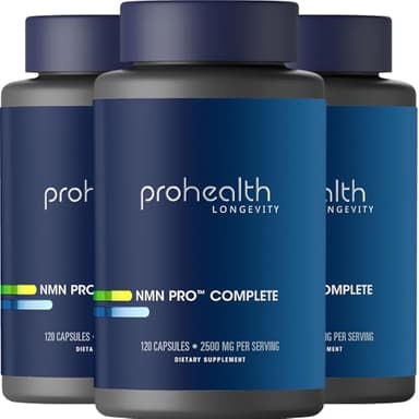 ProHealth NMN Pro Complete (120 Capsules, 3 Pack) - 1000 mg Uthever® NMN + 1000 mg Resveratrol + 500 mg TMG. NAD+ Precursor, Methylation Support & Sirtuin Activation. Triple Lab-Tested