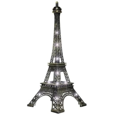 DOITOOL Eiffel Tower Statue, 9.7" Tall Tabletop Eiffel Tower Decor, Light Up Eiffel Tower Lamp, LED Eiffel Tower Night Light French Figurine, Metal Eiffel Tower Ornament for Home Office Table Decor