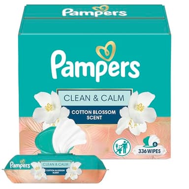 Pampers Wipes, Clean & Calm, Cotton Blossom Scent, 336 Wipes Total (6X Pop-Top Packs)