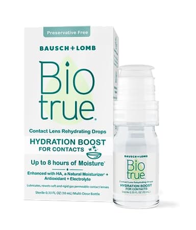 Biotrue Hydration Boost for Contacts, Rehydrating Eye Drops for Dry Eyes, Preservative Free, Refreshes, Lubricates & Moisturizes Lenses, Rewetting Eye Drops, 0.33 FL Oz (Pack of 1)