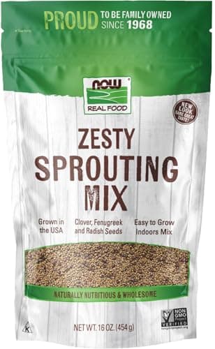 NOW Foods, Zesty Sprouting Mix, Clover, Fenugreek and Radish Seeds, Unique and Tasty Sprouting Mix, 16-Ounce (Packaging May Vary)