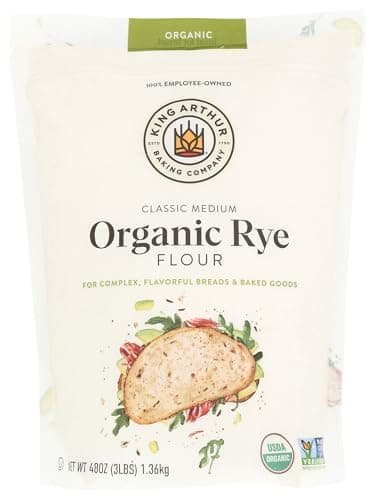 King Arthur Organic Medium Rye Flour - 3 lbs for Complex Flavorful Breads & Baked Goods - 100% US Grown & Milled - Non-GMO Project Verified - Robust Flavor for Rye Bread, Cookies & More