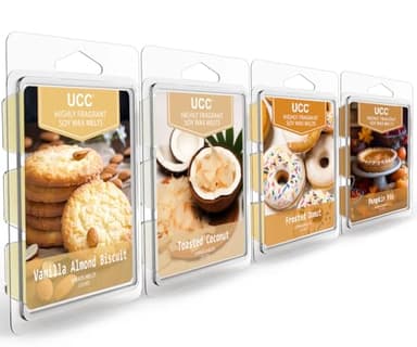 UCC Premium Wax Melts, Fall Variety Fragrance Melts, Scented Soy Wax Melts Cubes, Natural Plant Based Highly Scented Wax Melts Tarts, 4 Pack