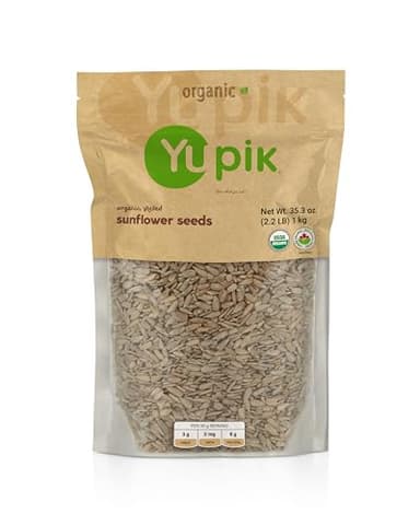 Yupik Organic Sunflower Seeds, No Shell, 2.2 lb (35.2 oz), Non-GMO, Vegan, Gluten-Free, Kosher, Raw Seeds, Salt-Free, Oil-Free, Source of Fiber & Iron, Healthy Snack, Ideal for Baking & Topping