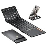 ProtoArc Foldable Keyboard with Touchpad, XK01 TP Folding Portable Keyboard, Full Size Keys, Large Trackpad Bluetooth Travel Keyboard for iPad Laptop PC Tablets -Black