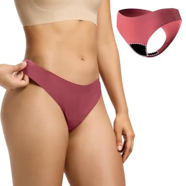 La LiVita Seamless Thong Period Underwear for Women Teens Light Flow Moisture Wicking Side Leak Prevention Panties 1 Pack
