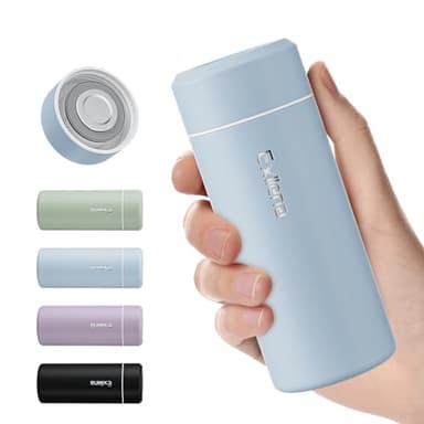 【Upgraded】Exllena Small Insulated Water Bottle 8 oz/250ml– Mini Insulated Water Bottle for Hot & Cold Drinks, Perfect Small Water Bottle for Travel, Purse...(Greyish Blue)