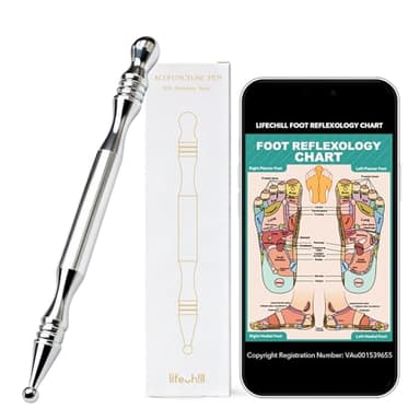lifechill Stainless Steel Acupuncture Pen, TMJ Relief Products Jaw, Acupressure Pen, Trigger Point Massage Tool for Reflexology, Fascia Release Tools, Pressure Point Massage Tool - Silver