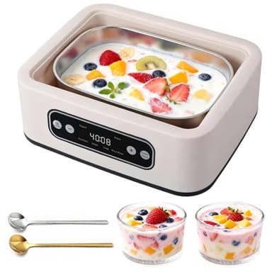Yogurt Maker with Timer and Temperature Control, Fully Automatic for Home Use. Perfect for Making Greek Yogurt and Probiotic Yogurt, Equipped with an Automatic Shut-off Function