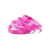 Omgouue 48pcs Breast Cancer Awareness Bracelets Pink Ribbon Camo silicone Win For Pink Party Supplies Favors