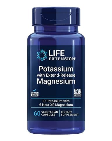 Life Extension Potassium with Extend-Release Magnesium – Heart health supplement for blood pressure support with two essential minerals – Non-GMO, vegetarian, gluten-free – 60 capsules
