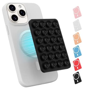 Magnetic Suction Phone Mount for MagSafe Case,Silicone Sticky Phone Grip Holder for iPhone,Removable Hands-Free Selfie/Video for TikTok & Instagram Influencer/Creator (Black)