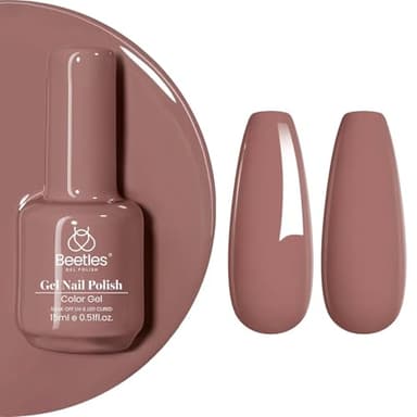Beetles Mauve Gel Nail Polish – 15ml Dusty Rose Pink Purple Gel Polish, Elegant Neutral UV LED Soak Off UV Nail Color, Long Lasting Glossy for Salon & Home Manicure