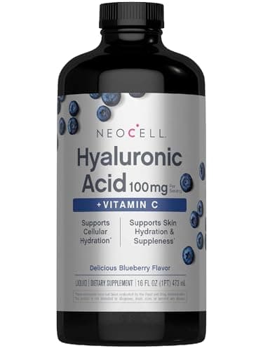NeoCell Liquid Hyaluronic Acid | 16 fl oz | with Vitamin C | Skin Hydration | Antioxidant Supplement | Blueberry Flavor