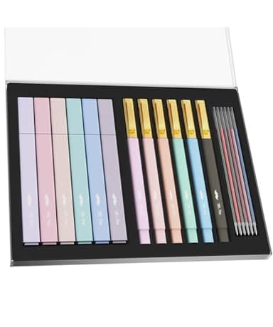 Mr. Pen- Aesthetic Highlighters and Pens with Case, 12 Pack, 6 Pen Refills, Cute Highlighters Assorted Colors, Colorful Ink Bible Pens No Bleed Through
