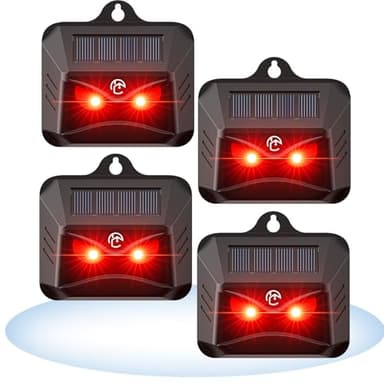 Solar Powered Coyote Deterrent Devices, 4 Pack Waterproof Racoon Repellent Predator Control Lights Used to Deterrent Raccon Coyote Fox Deer Protect Your Property Chicken Coop with Humane Deterrence
