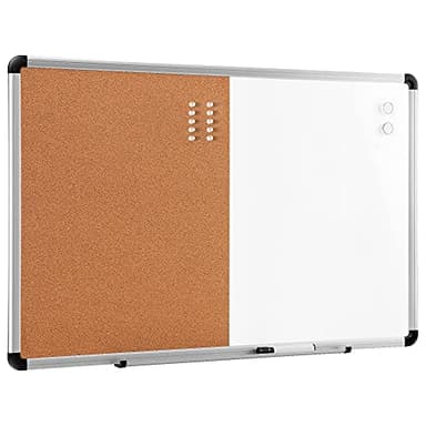Amazon Basics Combo Magnetic Whiteboard&Cork Board for Home,Office and Classroom, Plastic/Aluminum Frame, White,Yellow, 36" x 24"
