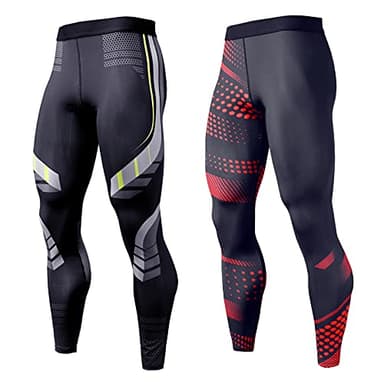 OEBLD Compression Pants Men UV Blocking Running Tights 1 or 2 Pack Gym Yoga Leggings for Athletic Workout