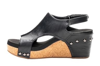 Corkys Footwear Womens Carley Wedges, Featuring Corkys EVA Foam Cushioned Insoles, A 2.5 Inch Heel, Lightweight For All Day Wear, And Hook And Loop Closure, Black - Size 8