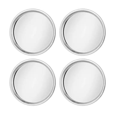 Ahimsa Stainless Steel Plates for Kids, 9" Polished Non Divided Stainless Steel Plate, Pediatrician Designed & Non Toxic, Unbreakable, Dishwasher Safe, Set of 4 Classic Silver