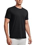 CRZ YOGA Mens Short Sleeve Shirts Quick Dry Workout Classic Fit T-Shirt Casual Daily Comfy Tee Tops Black Medium