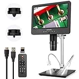 JOYALENS JL249MS 3 Lens 10.1 Inch LCD HDMI Digital Microscope 2000x, 24MP Soldering Microscope Pro Metal Stand for Vertical Horizontal Adjust, Coin Microscope, Biological Microscope, PC Compatible,32G
