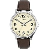 Timex Men's Easy Reader Bold 43mm Watch – Silver-Tone Case Cream Dial with Brown Leather Strap