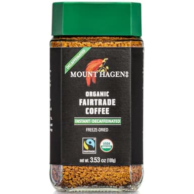 Mount Hagen 3.53oz Organic Freeze Dried Instant Decaf Coffee | Eco-friendly, Fair-Trade Decaffeinated Coffee Made From Organic Medium Roast Arabica Beans [3.53oz Jar]