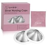 Nisxabebe The Original Silver Nursing Cups-Nipple Shields for Breastfeeding Newborn-Breast Feeding Essentials Must Haves-Nipple Covers to Protect Nursing Nipples,Trilaminate 999 Silver,Regular Size
