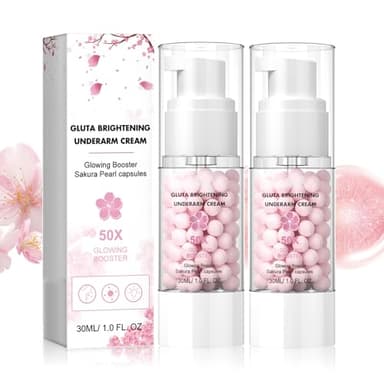 Xoyssfy 2PCS Gluta Brightening Booster Cream, Underarm Brightening Cream, Brightening Booster Sakur Pearl Capsules,Body Care Cream,Exfoliating Body Gel For Women