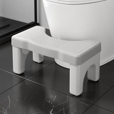 Kzeirm 9 Inch Toilet Squat Stool, Portable Poop Foot Stool, Non Slip Toilet Leg Stand, Gray, 1 Pack