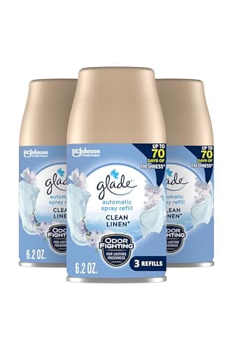 Glade Automatic Spray Air Freshener Refill, Scented Air Freshener for Home and Bathroom, Clean Linen, 6.2 Oz, 3 Count