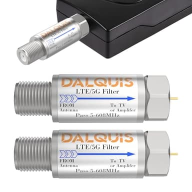 DALQUIS 2Pcs LTE 5G Filter for TV Antennas, Reduce 4G 5G Interference Pixilation Deliver Crystal-Clear Digital TV Reception, 5-608 MHz Frequency Range for Indoor Outdoor Use