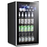 Antarctic Star Beverage Refrigerator Cooler -120 Can Mini Fridge Glass Door for Soda Beer or Wine Constant Glass Door Small Drink Dispenser Clear Front Door for Home, Office Bar 3.2cu.ft