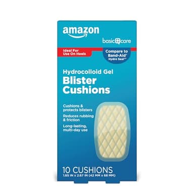 Amazon Basic Care Extreme Hydrocolloid Gel Blister Cushion Bandages, Self-Adhesive, Reduces Rubbing & Friction, Long-Lasting Multi-Day Use, 1.65 in x 2.67 in, 10 ct