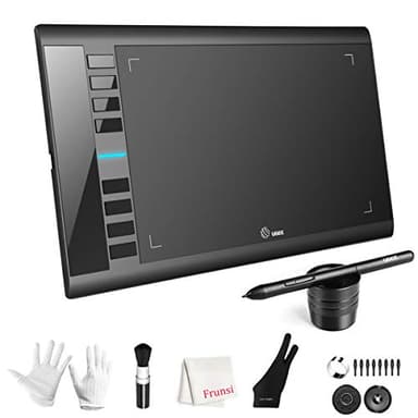 Graphics Drawing Tablet, UGEE M708 10 x 6 inch Large Drawing Tablet with 8 Hot Keys, Passive Stylus of 16384 Levels Pressure, UGEE M708 Graphics Tablet for Paint, Design, Art Creation Sketch