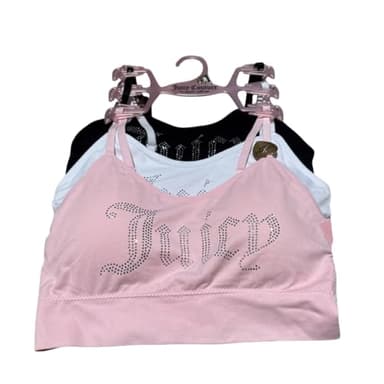 Juicy Couture Intimates 3-pk Rhinestone Bras Bralette Removable Pads Set Size M