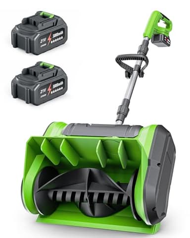 DEGGE Electric Cordless Snow Shovel, 2X 3.0Ah/ 21V/ 12-Inch Battery Snow Blower with Directional Plate & Adjustable Front Handle, Snow Removal for Driveway Sidewalk, Steps, Patio (Charger Included)