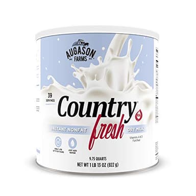 Country Fresh Instant Nonfat Dry Milk Powder, 39 Servings, 20 Year Shelf Life, Gluten Free - Canned Vitamin-Fortified Nonfat Milk Powder for Baking and Emergency Food Supplies