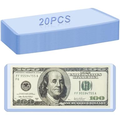 20 Pack Dollar Bill Sleeves - 6.8" x 2.9" Clear Currency Sleeves, Hard Plastic Waterproof Money Holders, Dollar Bill Display Case, Currency Protectors, Organizer for Collectors