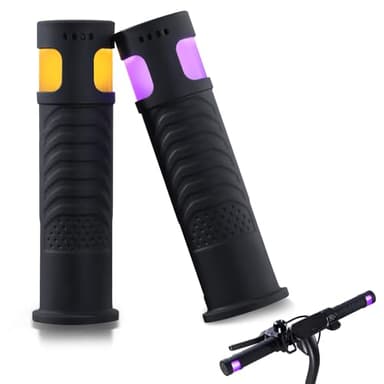 Electric Scooter Handlebar Grips with LED Lights - USB-C Rechargeable, Non-Slip Silicone, Waterproof & Shock-Absorbing Turn Signals for ebike - Fits Most E-Scooters/Bikes/Mobility Scooters - Black