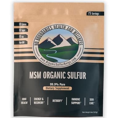 MSM Organic Sulfur Crystals by No Boundaries Health and Wellness – All-Natural, Premium Health Supplement: 99.9% Pure MSM – Benefits: Joint Pain, Allergies, Skin, Hair & Nail Health – No Fillers