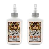 Gorilla Dries Clear Wood Glue, 4 Ounce Bottle (Pack of 2) - Water Resistant for Indoor or Outdoor Projects and Repairs