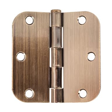 Ilyapa 18 Pack Antique Brass Door Hinges, 3.5 x 3.5 Inch Interior Door Hardware, with 5/8 Inch Radius Corners, Antique Brass Hinges