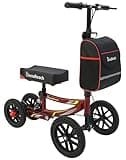 BlessReach Knee Scooter, All Terrain Foldable Knee Scooter Walker with Bag, Disc Brake Knee Walker for Foot Injuries Compact Crutches Alternative (Burgundy)