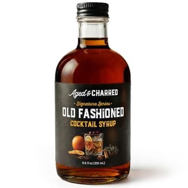 Aged and Charred Old Fashioned Mix Syrup for 32 Cocktails - Handcrafted Old Fashion Mix with Bitters, Orange, Cherry, Cinnamon - Easy to Mix with Bourbon or Whiskey