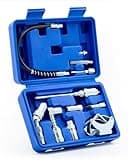 Orion Motor Tech Grease Gun Accessory Kit, 11 Piece Grease Gun Coupler Set for Hard to Reach Grease Fittings, Heavy Duty Lubrication Grease Zerk Fitting Adapters with Grease Gun Hose Holder
