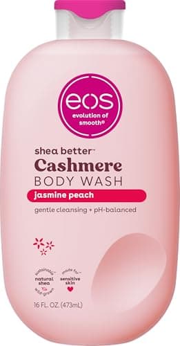 eos Cashmere Body Wash – Jasmine Peach, Moisturizing Body Wash, Creamy Gel Formula, with Shea Butter, Glycerin, Vitamin E, pH Balanced, Sensitive Skin, Vegan, 16 fl oz