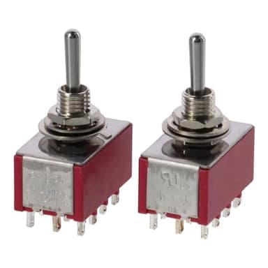 SHUATI 2Pcs Mini Toggle Switch 4PDT 3 Position 12 Pins,Miniature Toggle Switches, AC 6A/125V 2A/250V